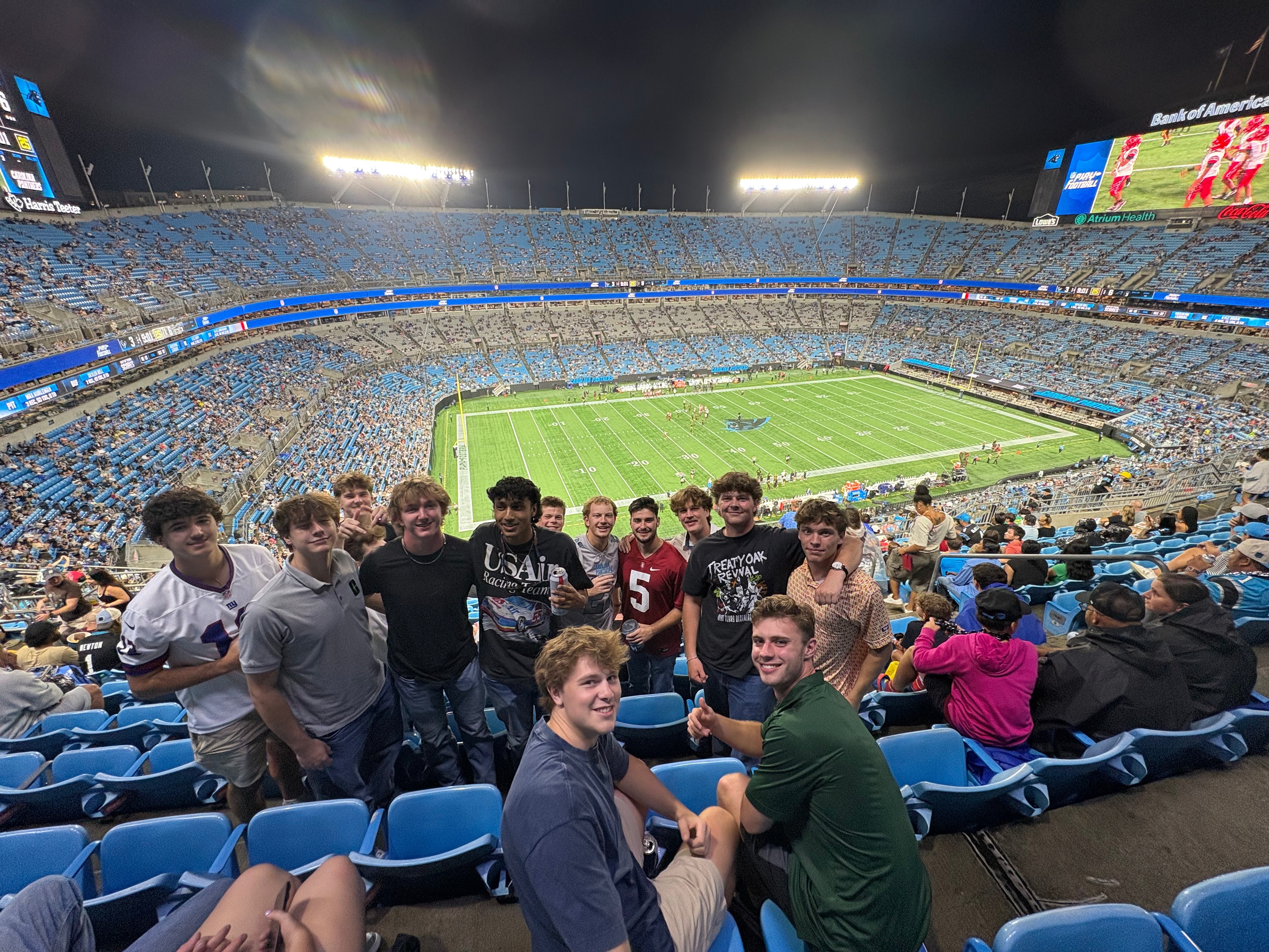 Brothers together in the stands at Bank of America Stadium in Charlotte